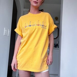 Yellow Graphic embroidered boats, siesta keys travel cotton T-Shirt